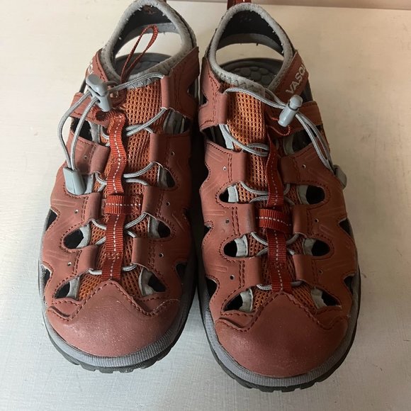 Vasque Flux Sport Sandals Burnt Orange Leather Bungee Lace Up - Picture 6 of 10